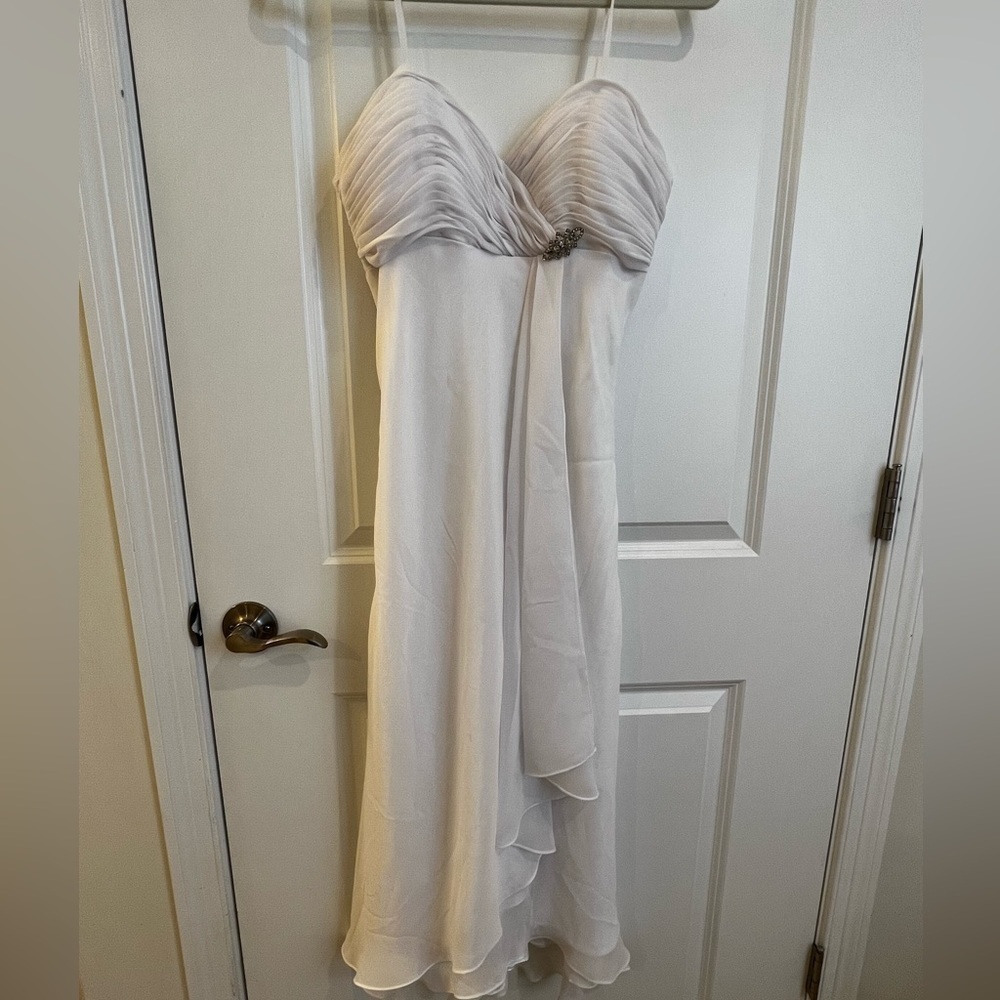 Chic White Formal Dress with Draped Bodice